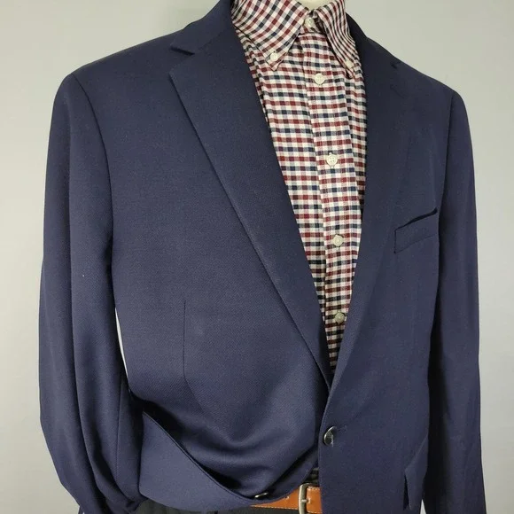 Pronto Uomo Platinum Men's Sport Coat Blazer Two Button Navy Wool Blend 50R